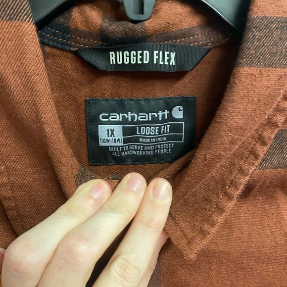 Carhartt NWOT Cotton Blend Loose Rugged Flex Plaid Button Up Shirt Size 1X - Picture 3 of 5